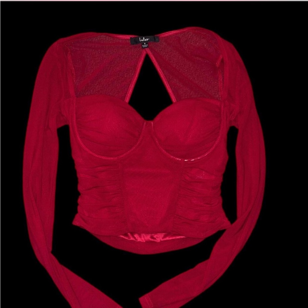 Lulu's Vibrant Red Long Sleeve Blouse